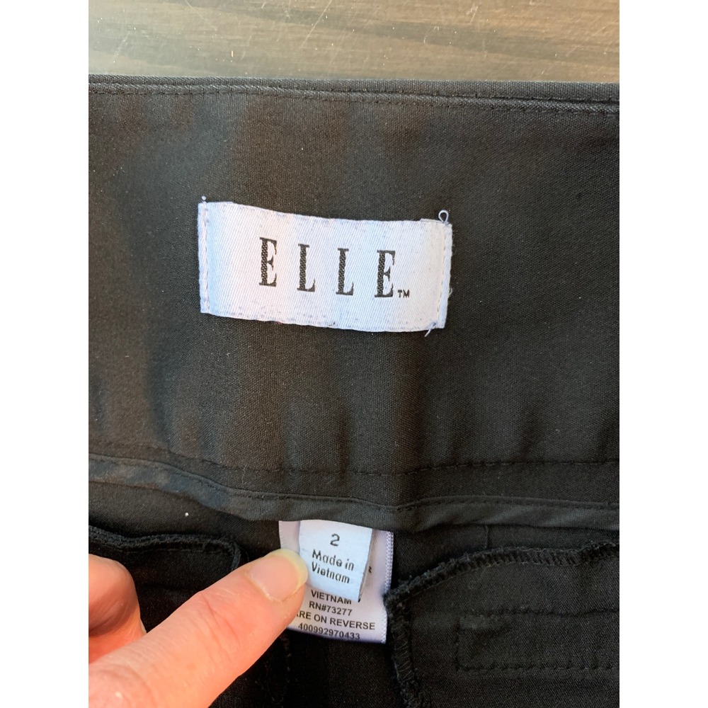 ELLE Womens Black Straight Leg Dress Pants Size 2 Office Career Professional - Picture 3 of 9